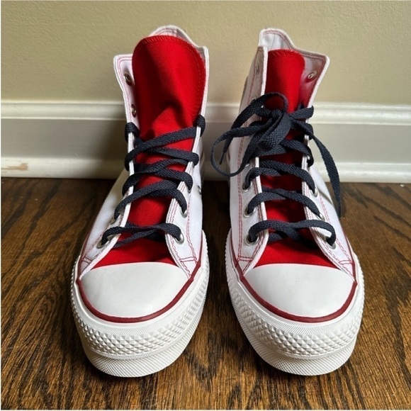 NWOT Converse Platform Lift High Top Custom Shoes Made with Love Heart Patches - Picture 5 of 8